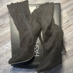 Fashion Nova Black Heeled Boots